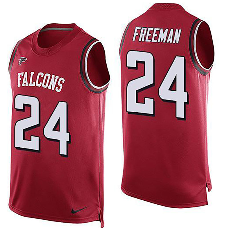 Falcons #24 Devonta Freeman Red Team Color Men NFL Limited Tank Top