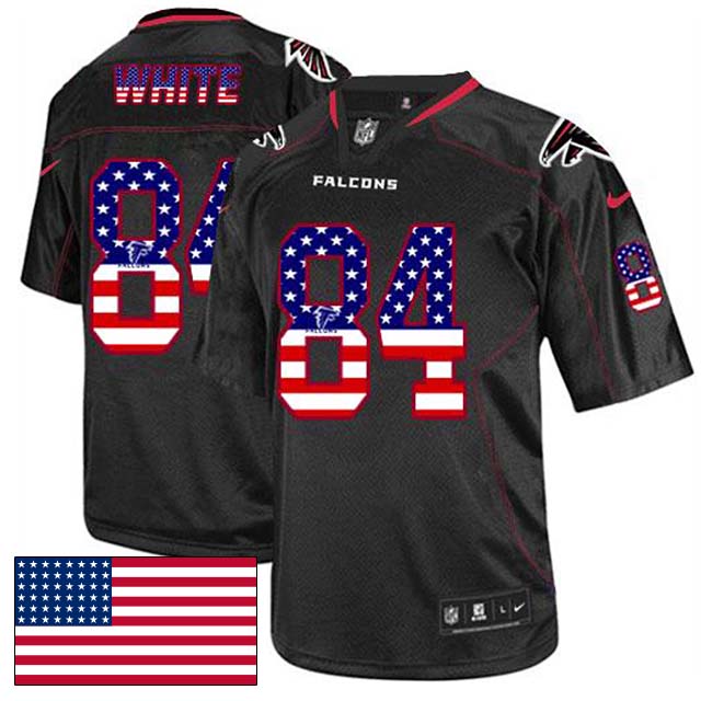 Atlanta Falcons #84 Roddy White Black USA Flag Fashion Jersey