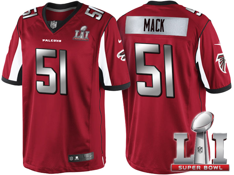 Atlanta Falcons #51 Alex Mack Red 2017 Super Bowl LI Silver Limited Jersey