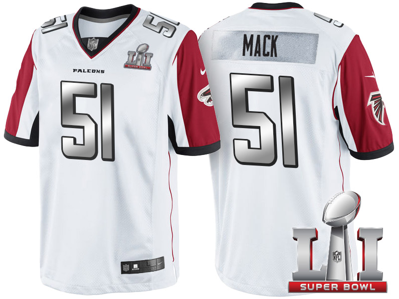 Atlanta Falcons #51 Alex Mack White 2017 Super Bowl LI Silver Limited Jersey