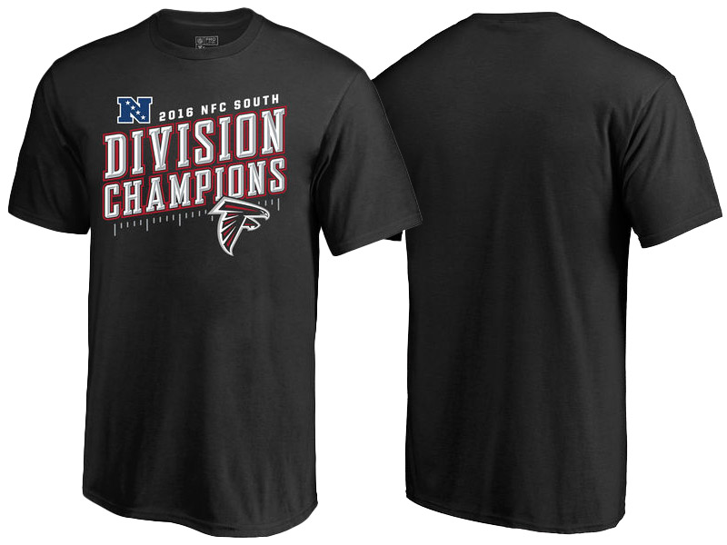 2016 NFC South Division Champions Atlanta Falcons Black Inches T-Shirt