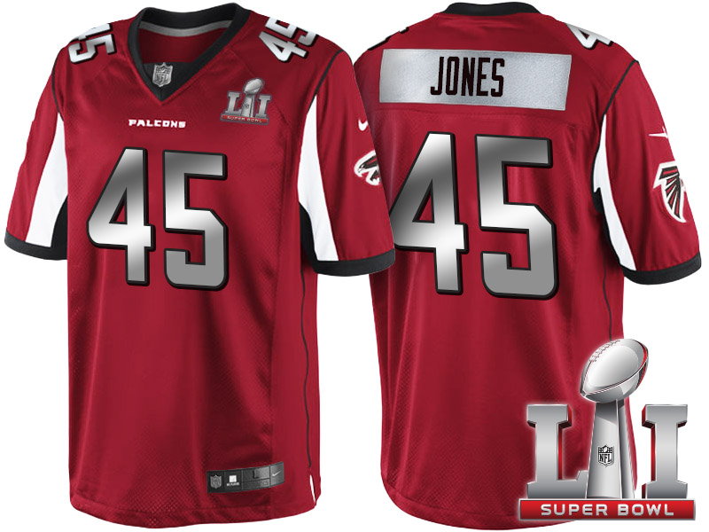 Atlanta Falcons #45 Deion Jones Red 2017 Super Bowl LI Silver Limited Jersey