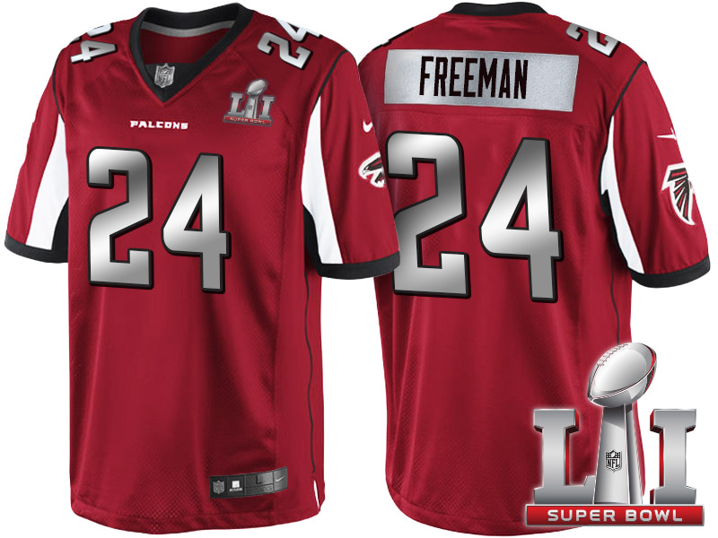 Atlanta Falcons #24 Devonta Freeman Red 2017 Super Bowl LI Silver Limited Jersey