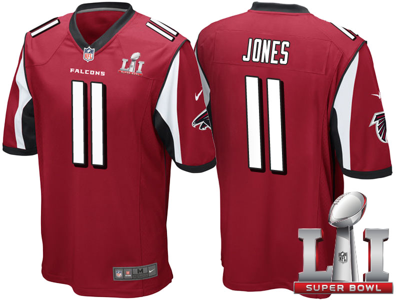 Atlanta Falcons #11 Julio Jones Red 2017 Super Bowl LI Patch Game Jersey