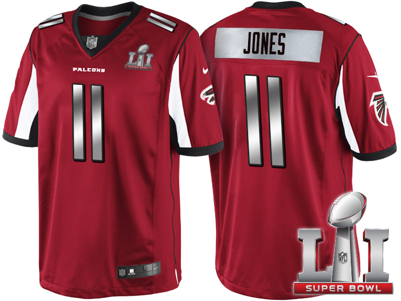 Atlanta Falcons #11 Julio Jones Red 2017 Super Bowl LI Silver Limited Jersey