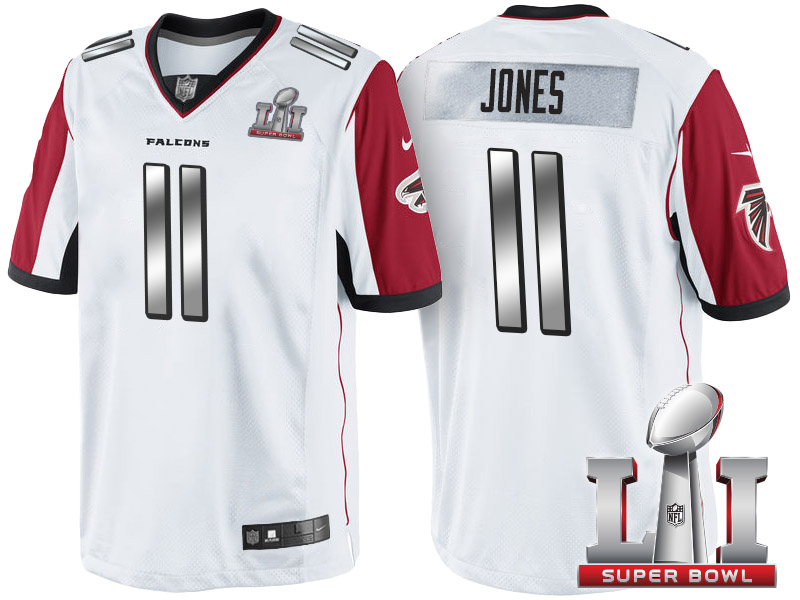 Atlanta Falcons #11 Julio Jones White 2017 Super Bowl LI Silver Limited Jersey