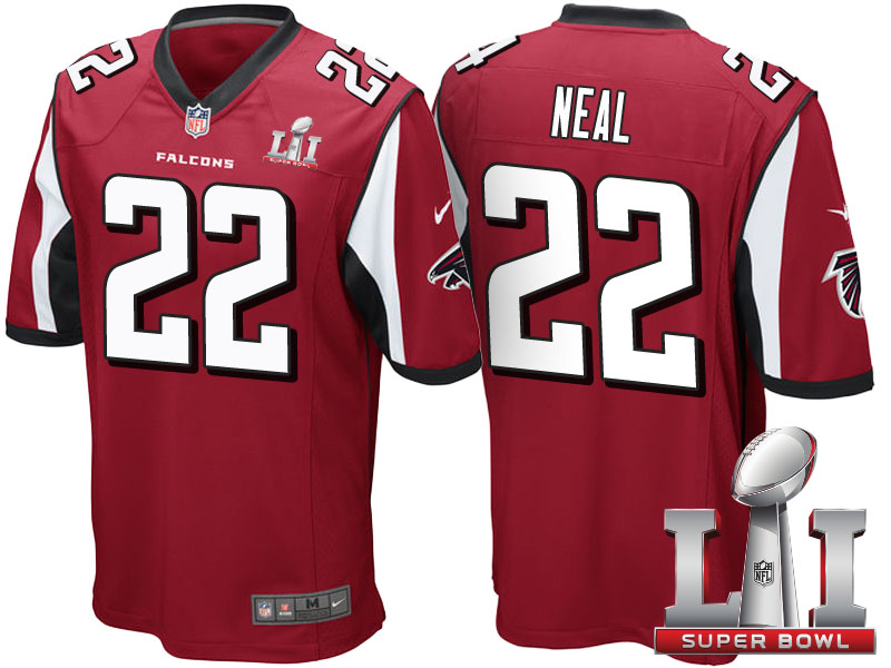 Atlanta Falcons #22 Keanu Neal Red 2017 Super Bowl LI Patch Game Jersey