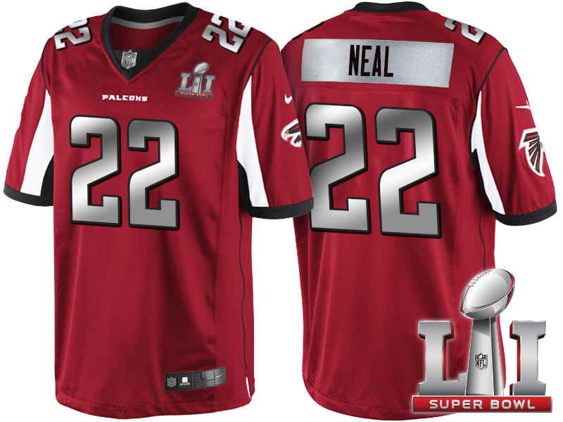 Atlanta Falcons #22 Keanu Neal Red 2017 Super Bowl LI Silver Limited Jersey