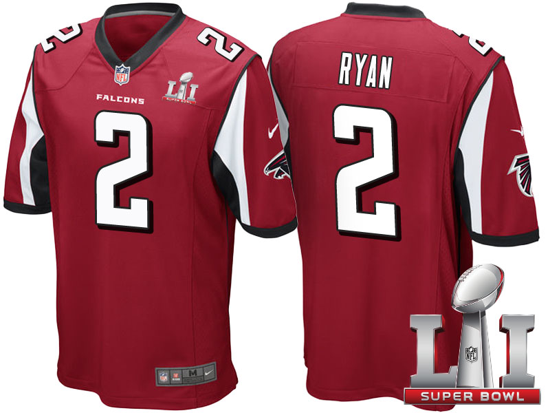 Atlanta Falcons #2 Matt Ryan Red 2017 Super Bowl LI Patch Game Jersey