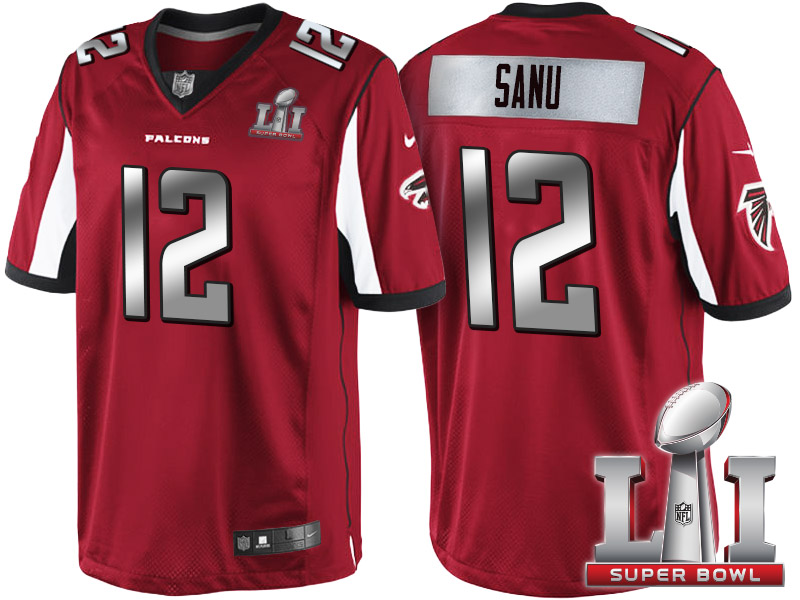 Atlanta Falcons #12 Mohamed Sanu Red 2017 Super Bowl LI Silver Limited Jersey