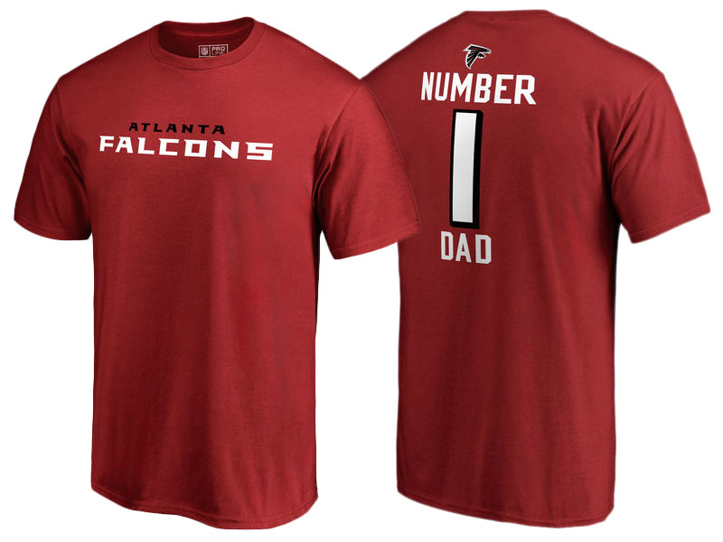 Men's Atlanta Falcons Red Father's Day Number 1 Dad T-Shirt