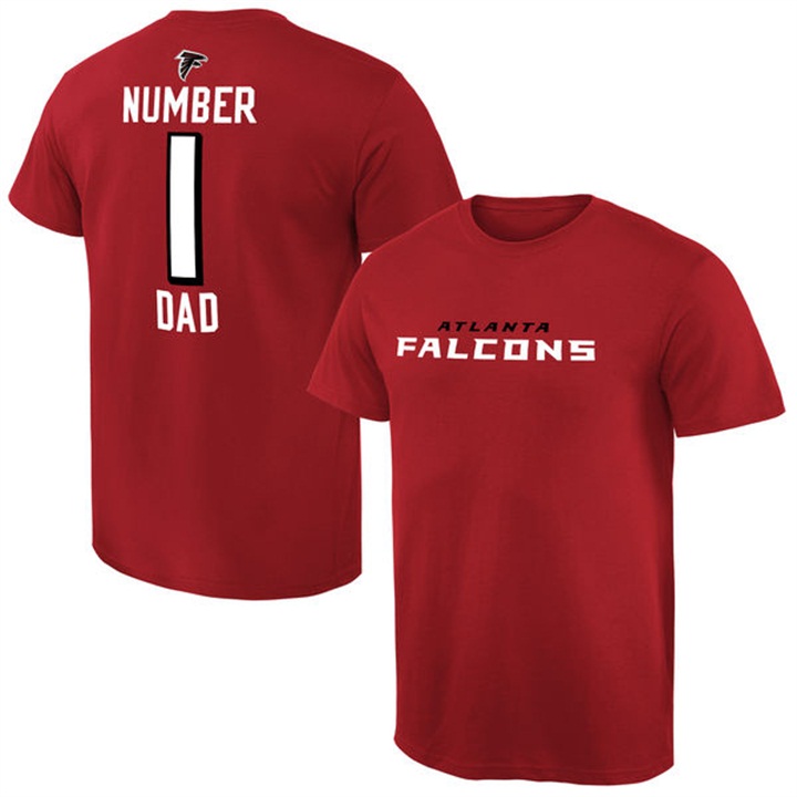 Atlanta Falcons Red Number 1 Dad Name & Logo Pro Line T-Shirt