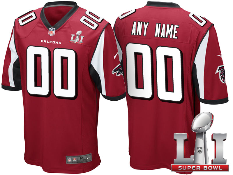 2017 Super Bowl LI Atlanta Falcons Red Custom Game Jersey