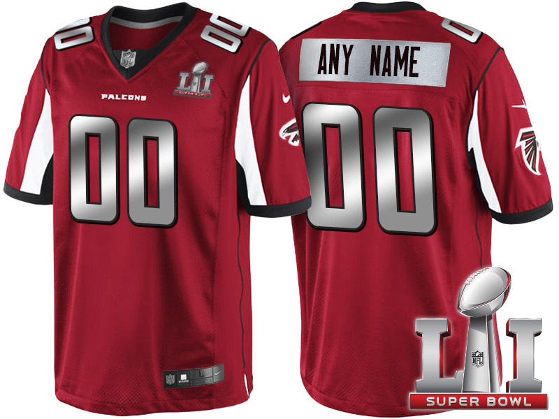 2017 Super Bowl LI Silver Atlanta Falcons Red Custom Limited Jersey