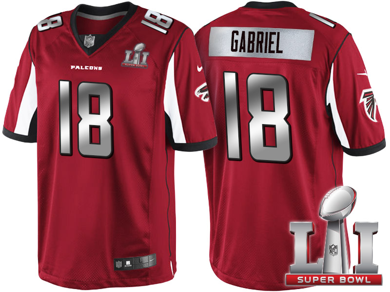 Atlanta Falcons #18 Taylor Gabriel Red 2017 Super Bowl LI Silver Limited Jersey