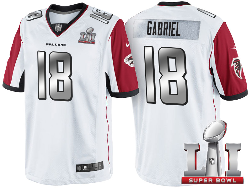 Atlanta Falcons #18 Taylor Gabriel White 2017 Super Bowl LI Silver Limited Jersey