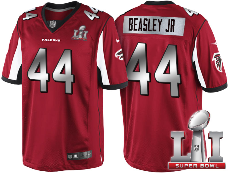 Atlanta Falcons #44 Vic Beasley Jr Red 2017 Super Bowl LI Silver Limited Jersey