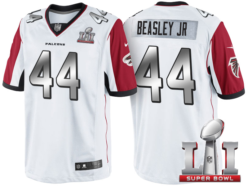 Atlanta Falcons #44 Vic Beasley Jr White 2017 Super Bowl LI Silver Limited Jersey