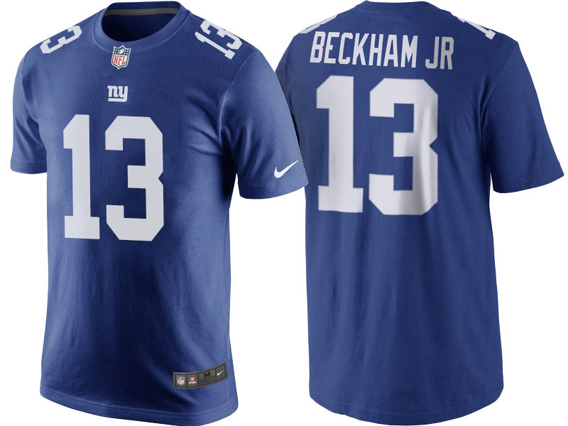 New York Giants #13 Odell Beckham Jr Blue Player Name & Number T-Shirt