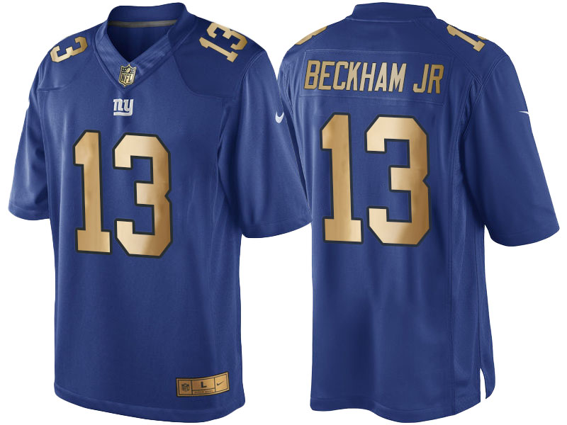 New York Giants #13 Odell Beckham Jr Royal Blue 2016 Gold Special Edition Jersey