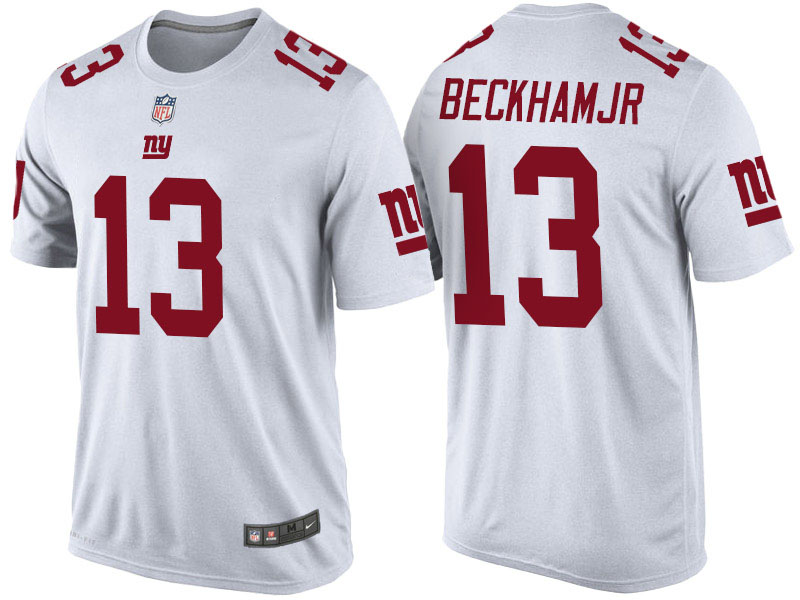 New York Giants #13 Odell Beckham Jr White Player Name & Number T-Shirt