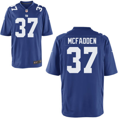 Men's New York Giants #37 Leon McFadden Blue Game Jersey