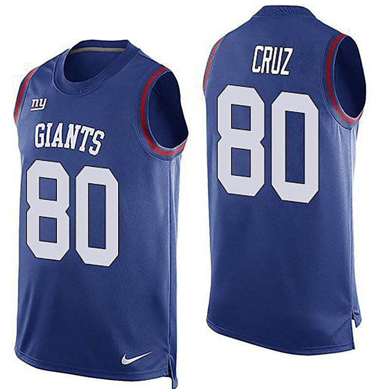 Giants #80 Victor Cruz Royal Blue Team Color Men NFL Limited Tank Top