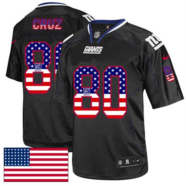 New York Giants #80 Victor Cruz Black USA Flag Fashion Jersey