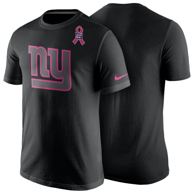 New York Giants Black Breast Cancer Awareness Team Travel Performance T-Shirt