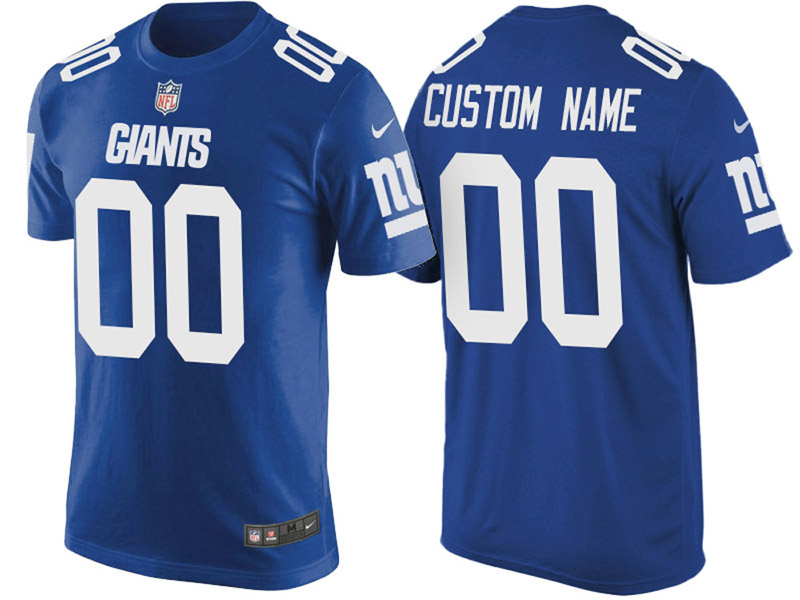 New York Giants Custom Blue Name & Number T-Shirt