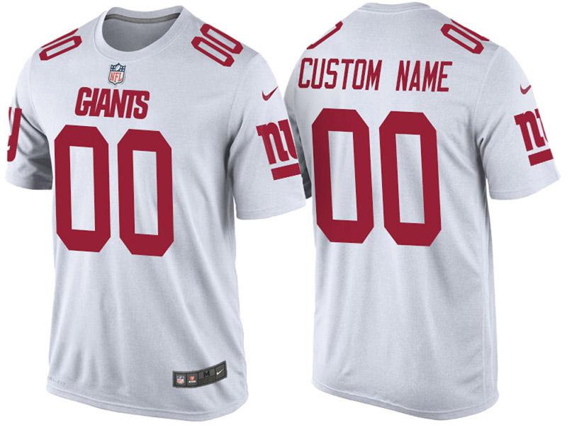 New York Giants Custom White Name & Number T-Shirt