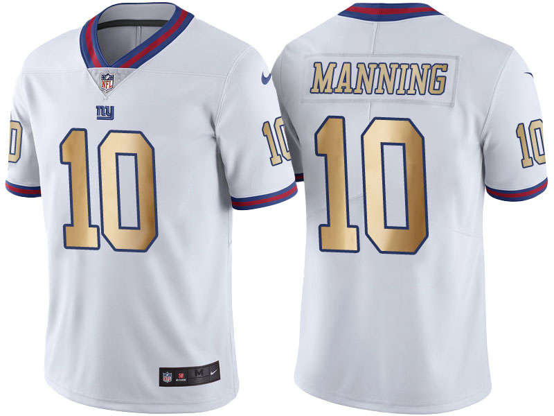 New York Giants #10 Eli Manning White Gold Special Color Rush Jersey