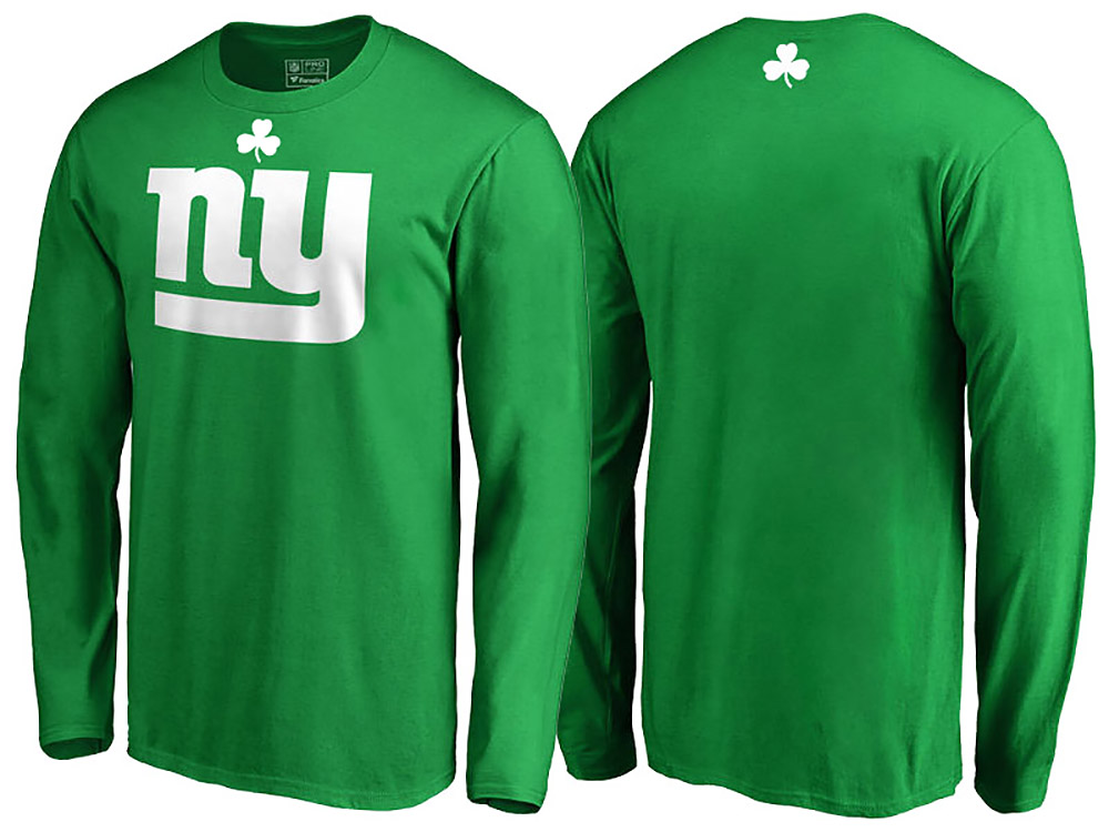 New York Giants Kelly Green White Logo St. Patrick's Day Long Sleeve T-Shirt