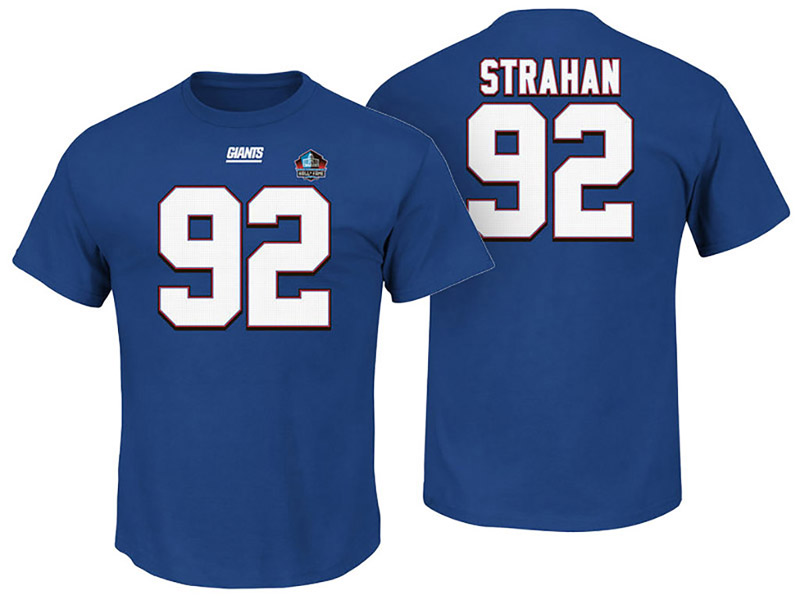 New York Giants #92 Michael Strahan Navy Hall of Fame Eligible Receiver III Name & Number T-Shirt