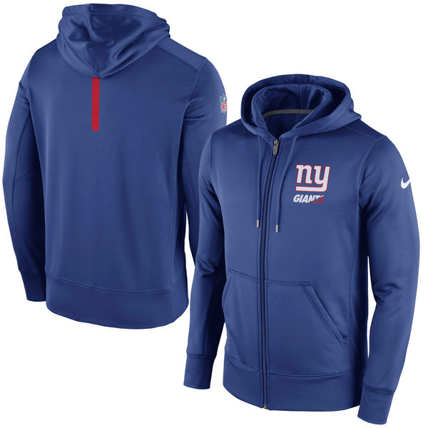 New York Giants Royal Blue Sideline Full-Zip Performance Hoodie