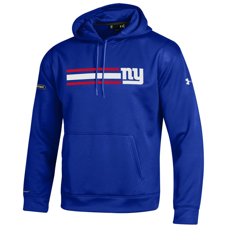 New York Giants Royal Under Armour NFL Combine Authentic Fleece Pullover Hoodie