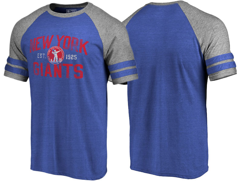 New York Giants Royal Refresh Tenacity Retro Raglan Tri-Blend T-Shirt