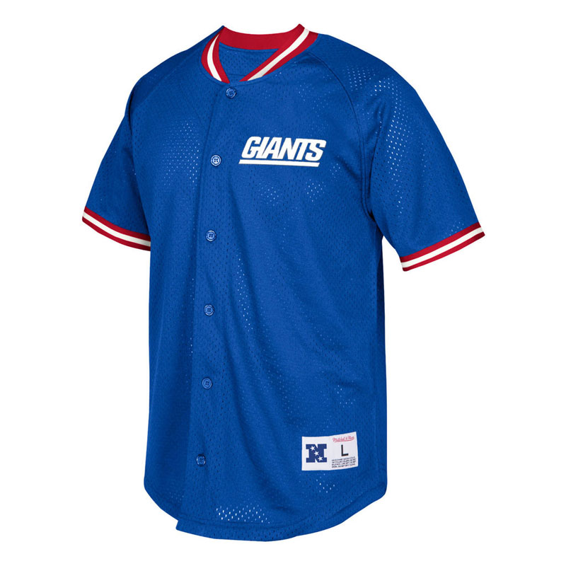 New York Giants Royal Seasoned Pro Mesh Button-Up Throwback Shirt