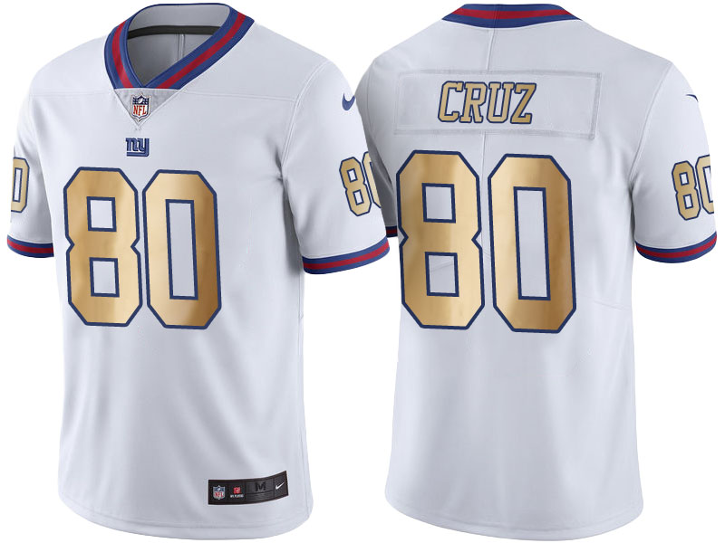 New York Giants #80 Victor Cruz White Gold Special Color Rush Jersey