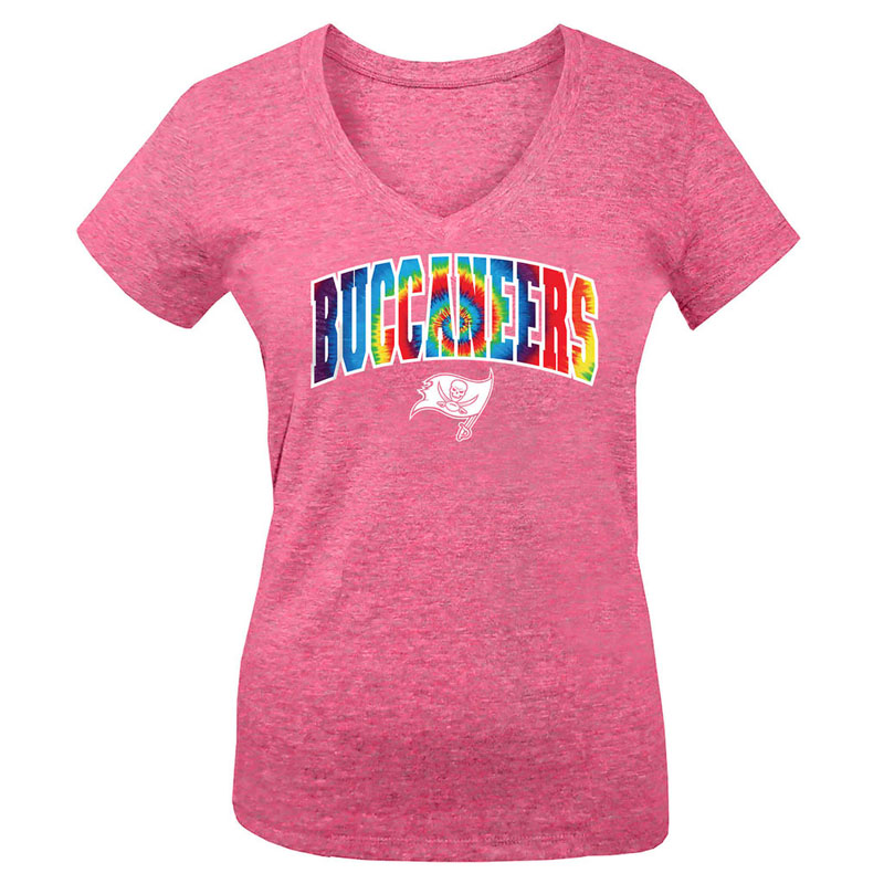 Tampa Bay Buccaneers 5th & Ocean Pink Tie-Dye Tri-Blend V-Neck T-Shirt - Girls Youth