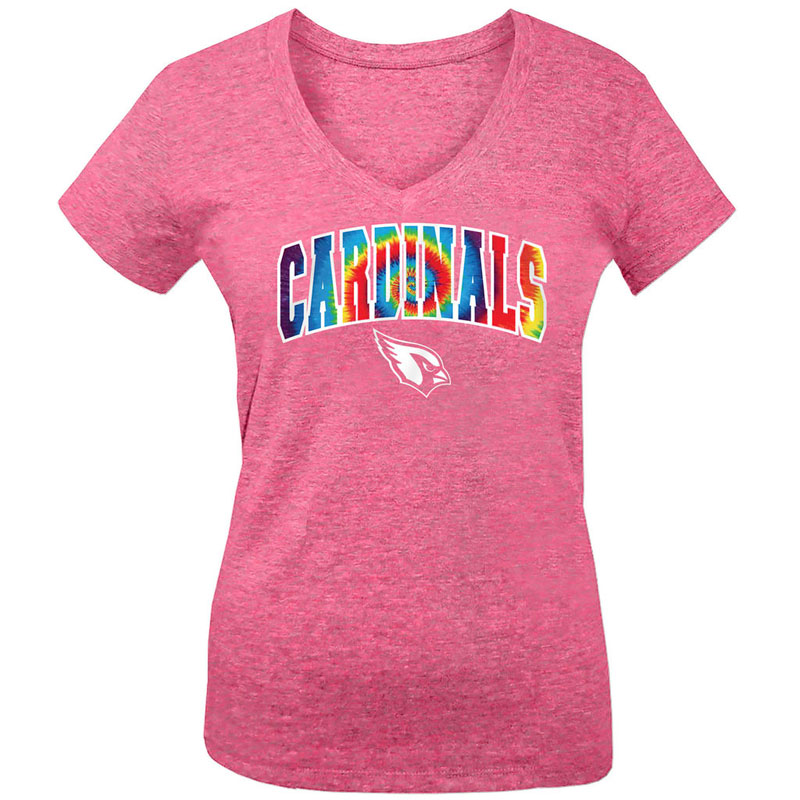 Arizona Cardinals 5th & Ocean Pink Tie-Dye Tri-Blend V-Neck T-Shirt - Girls Youth