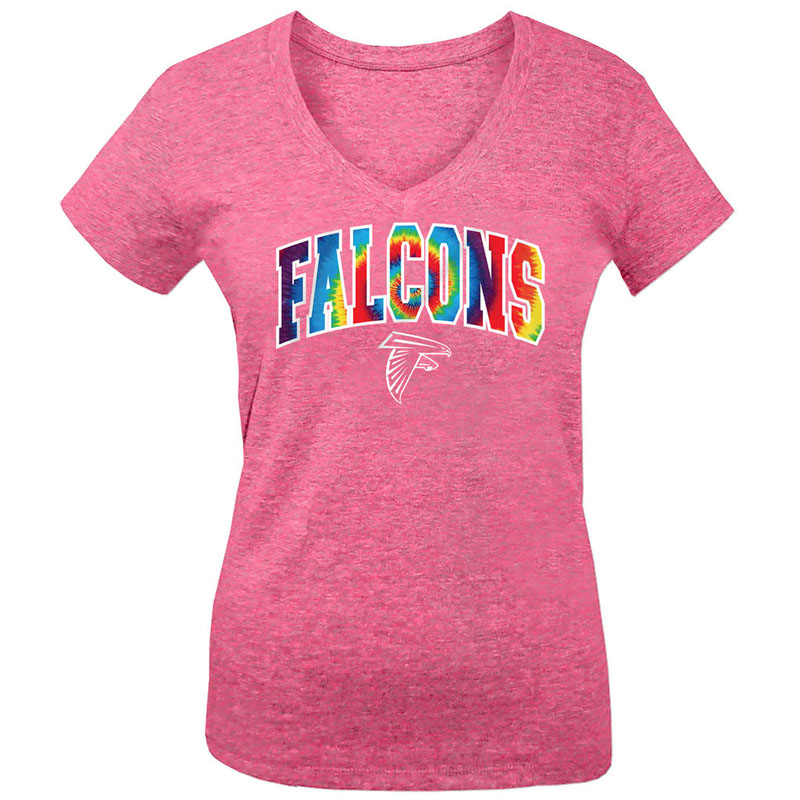 Atlanta Falcons 5th & Ocean Pink Tie-Dye Tri-Blend V-Neck T-Shirt - Girls Youth