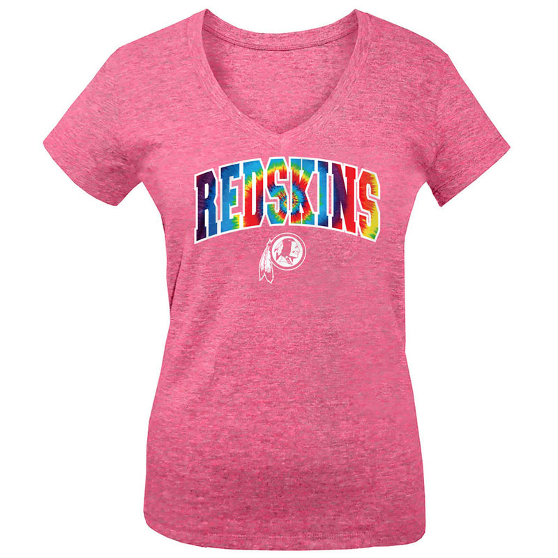 Washington Redskins 5th & Ocean Pink Tie-Dye Tri-Blend V-Neck T-Shirt - Girls Youth