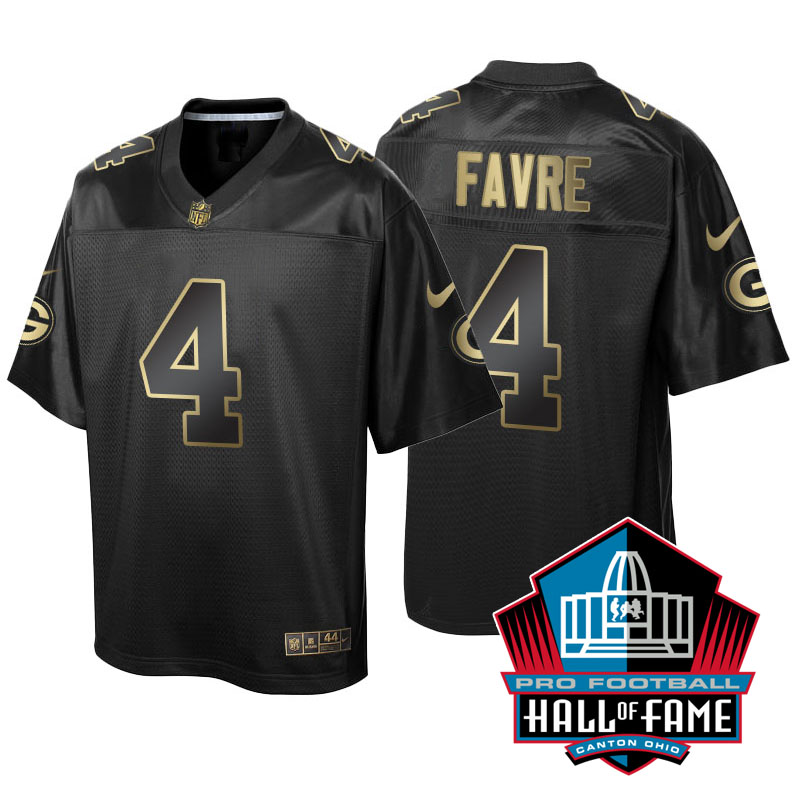 Green Bay Packers #4 Brett Favre Black Gold Collection Jersey