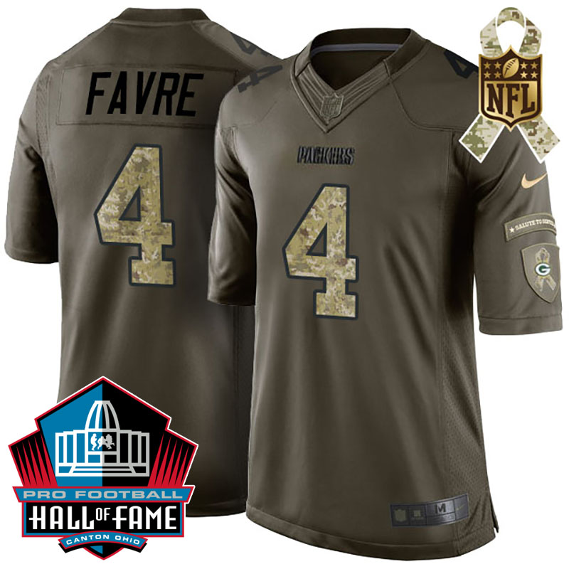 Green Bay Packers #4 Brett Favre Green Salute To Service Jersey