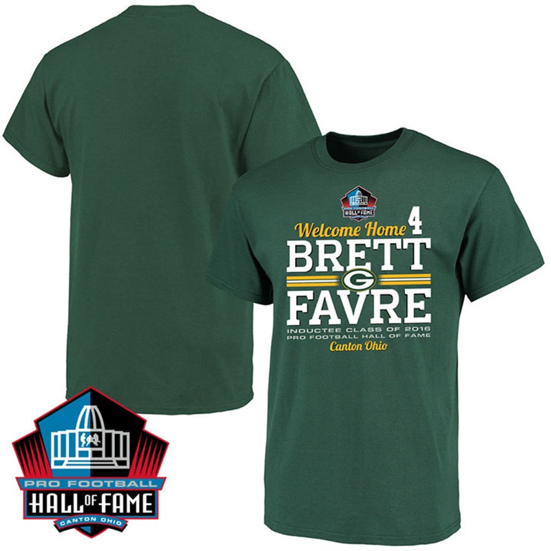 Green Bay Packers #4 Brett Favre Green Welcome Home Hall Of Fame Name & Number T-shirt