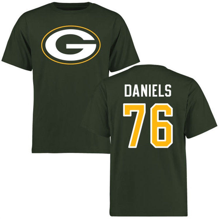 Green Bay Packers #76 Mike Daniels Name & Number Green Logo T-shirt