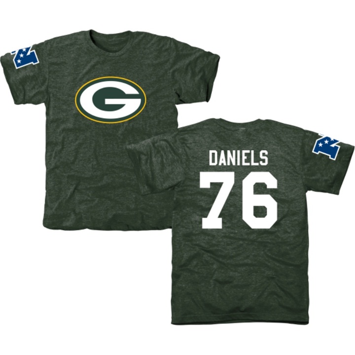 Green Bay Packers #76 Mike Daniels Green Name & Number Tri-Blend T-shirt