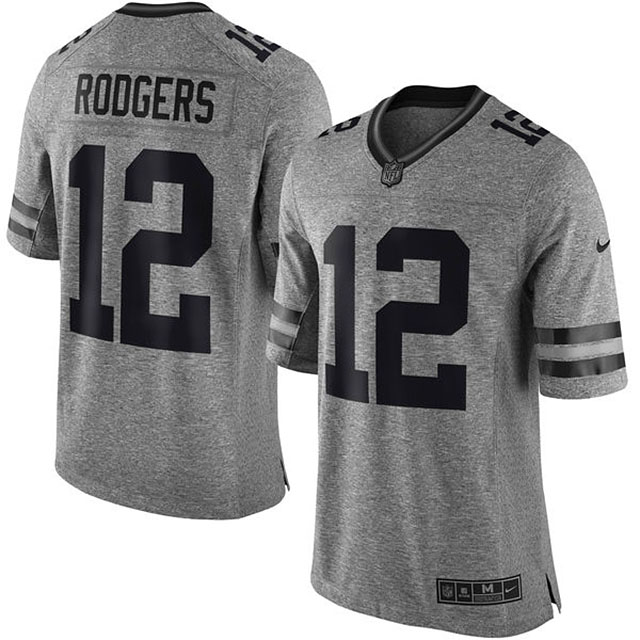 Men's Green Bay Packers #12 Aaron Rodgers Gridiron Gray Limited Jersey