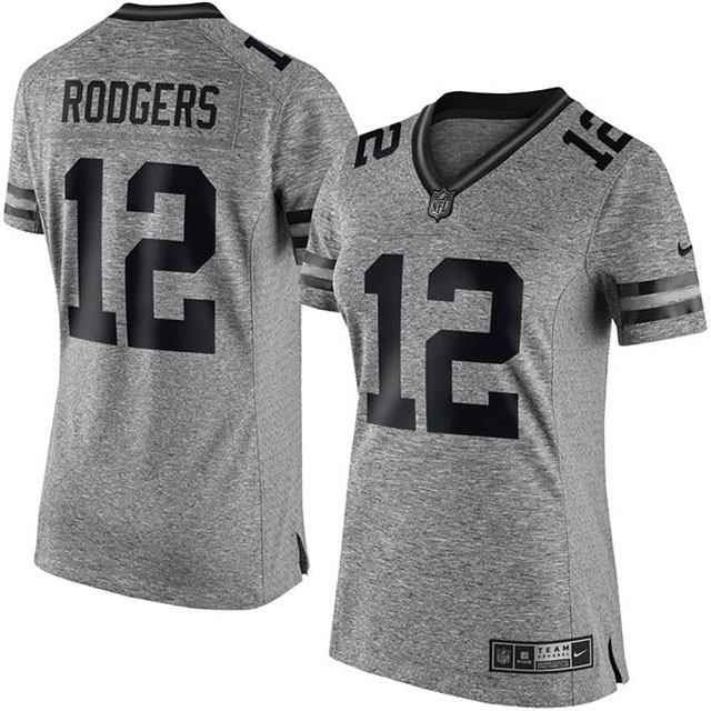 Women's Green Bay Packers #12 Aaron Rodgers Gridiron Gray Limited Jersey